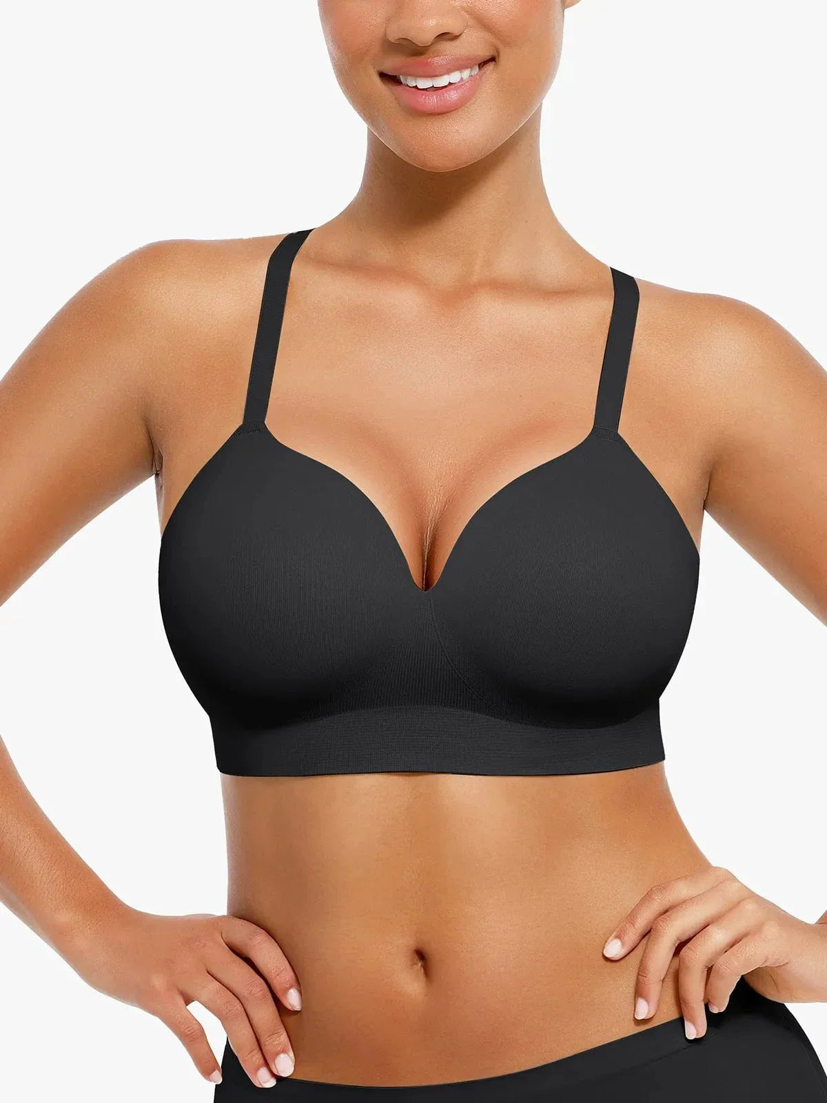 Seamless Push-Up V-Neck Wide-Strap Bras