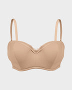 Lace Trim Molded Cup Underwire Bra with Removable Straps