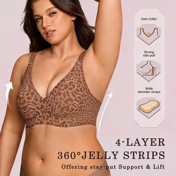 Thandi™ Super Firming Leopard Print Jelly Bra | Women Wire free Bras No More Sagging Breas Just All-Day Comfortts