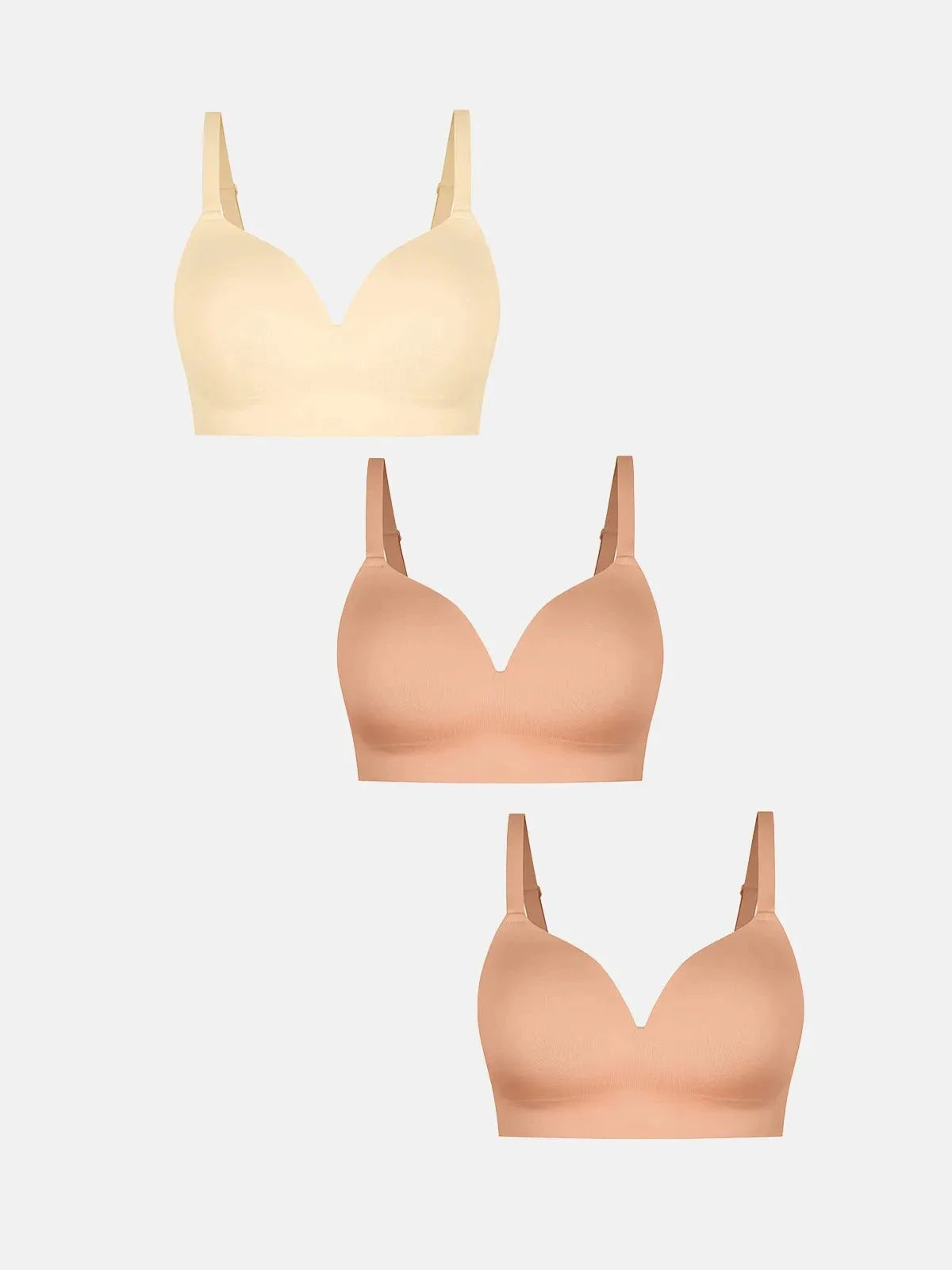 3-Pack ContourLift™ Seamless Wireless Shaping Push Up Bra Bundle