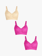 3-Pack Seamless Comfort Removable Pad Everyday Bra Bundle