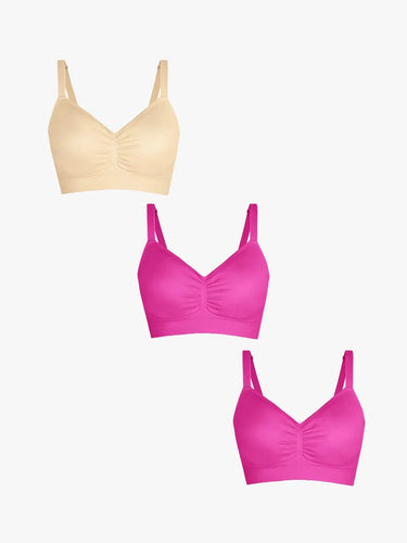3-Pack Seamless Comfort Removable Pad Everyday Bra Bundle