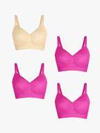 4-Pack Seamless Comfort Removable Pad Everyday Bra Bundle