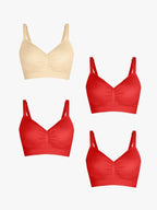 4-Pack Seamless Comfort Removable Pad Everyday Bra Bundle
