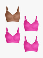 4-Pack Seamless Comfort Removable Pad Everyday Bra Bundle