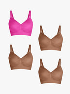 4-Pack Seamless Comfort Removable Pad Everyday Bra Bundle