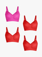 4-Pack Seamless Comfort Removable Pad Everyday Bra Bundle