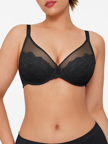 Lightweight Underwire Minimizer Lace Mesh Bra