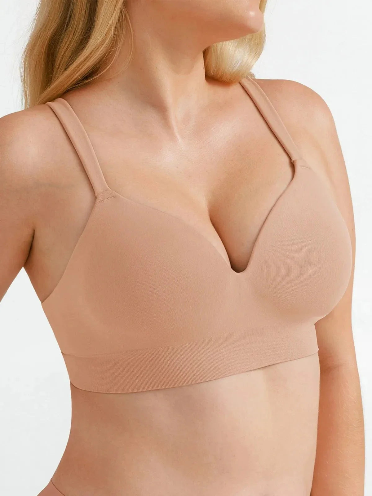 Seamless Wireless Adjustable Wide-Strap T-Shirt Bra