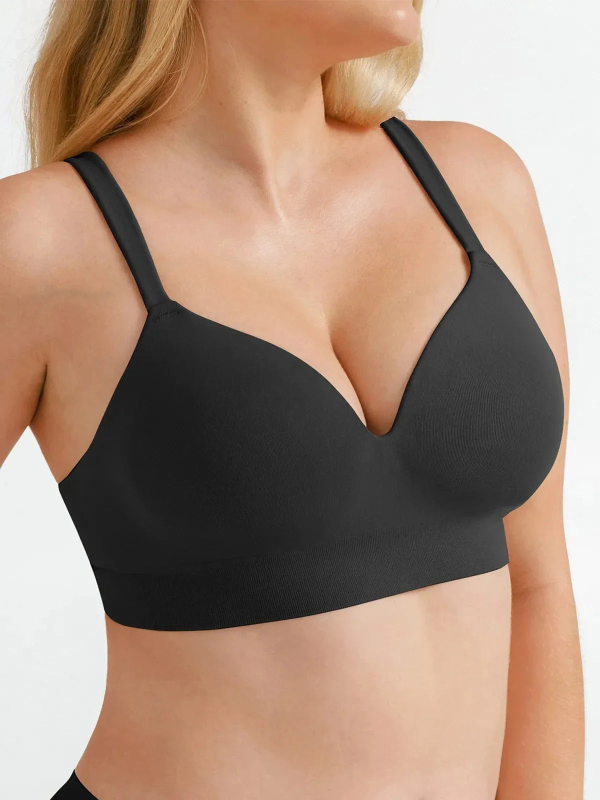 Seamless Wireless Adjustable Wide-Strap T-Shirt Bra
