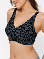 Seamless Wireless Jelly Leopard Contour Minimizer Support Bra