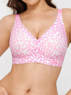 Seamless Wireless Jelly Leopard Contour Minimizer Support Bra