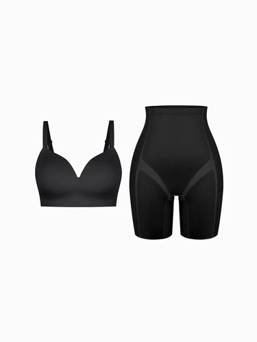 Seamless Wireless Push-Up V-Neck Bra Butt-Lifting Shorts Set