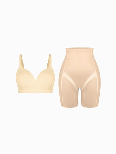 Seamless Wireless Push-Up V-Neck Bra Butt-Lifting Shorts Set