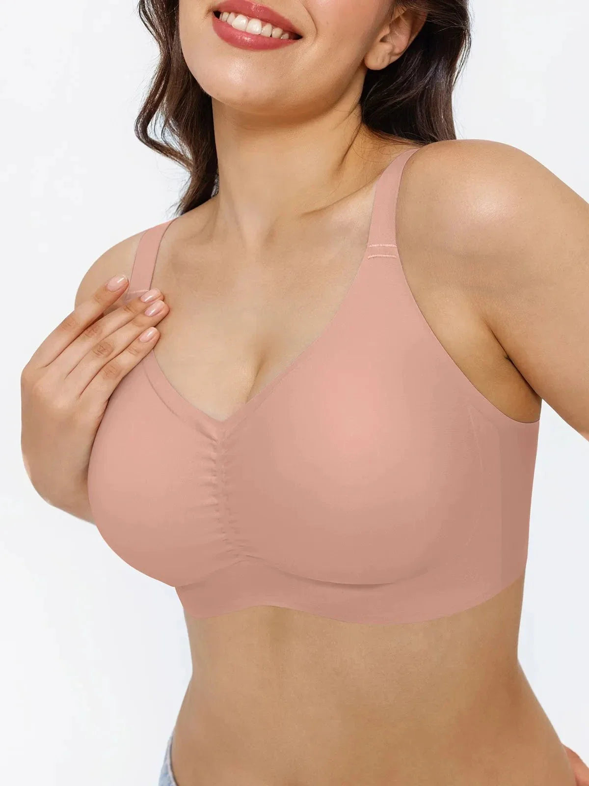 Seamless Wireless Ruched Comfort Minimizer Bra