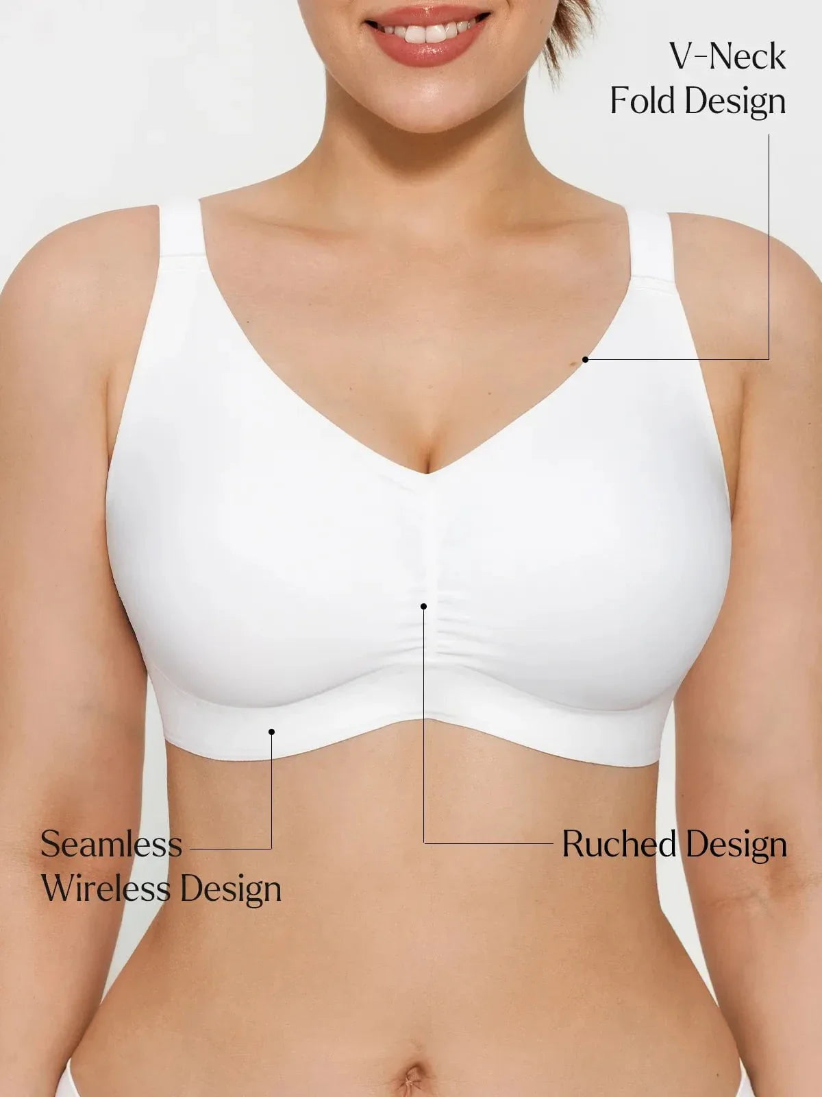 Seamless Wireless Ruched Comfort Minimizer Bra