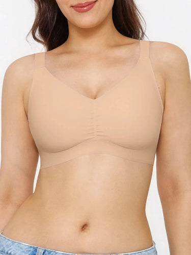 Seamless Wireless Ruched Comfort Minimizer Bra